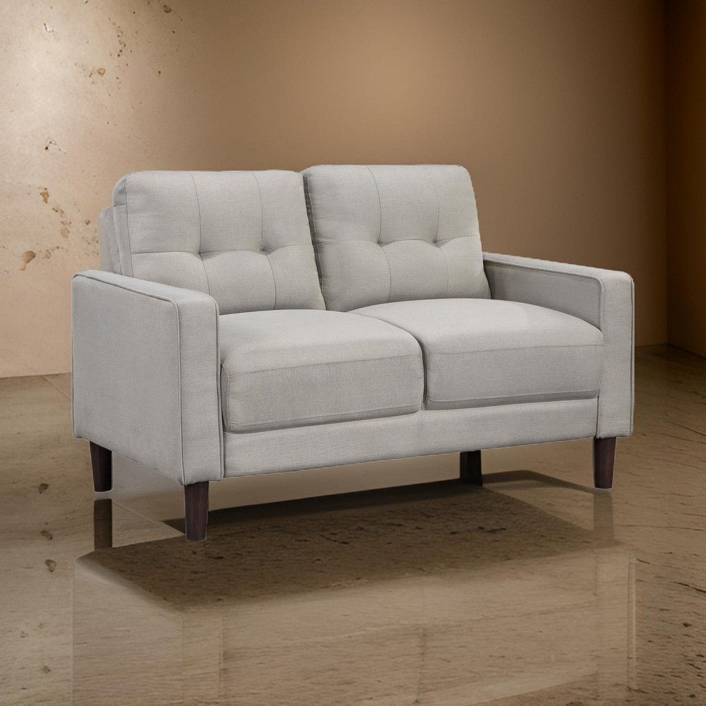 Bow 54 Inch Loveseat, Grid Tufted Back, Track Arms, Self Welt Trim, Beige - BM309149