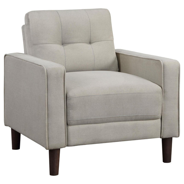 Bow 32 Inch Accent Chair, Grid Tufted, Track Arms, Self Welt Trim, Beige - BM309150