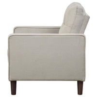 Bow 32 Inch Accent Chair, Grid Tufted, Track Arms, Self Welt Trim, Beige - BM309150