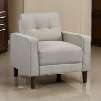 Bow 32 Inch Accent Chair, Grid Tufted, Track Arms, Self Welt Trim, Beige - BM309150