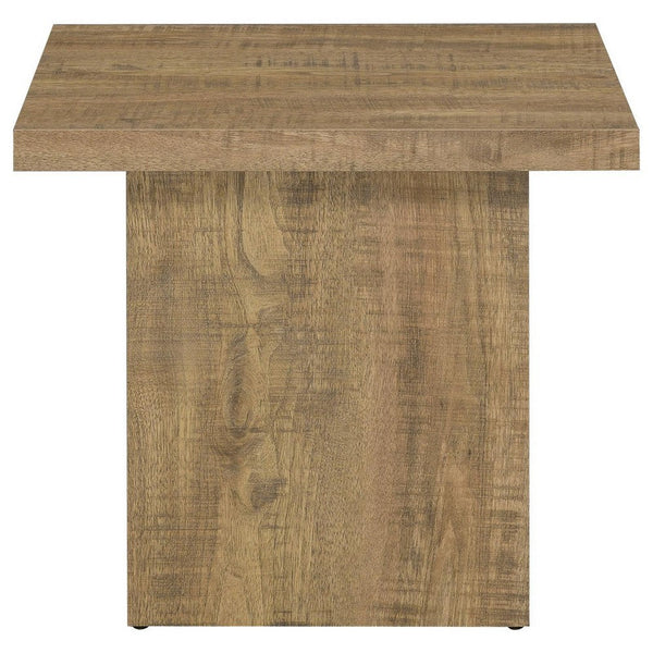 Zet 24 Inch Square End Table with Oversized Block Base, Mango Brown - BM309151