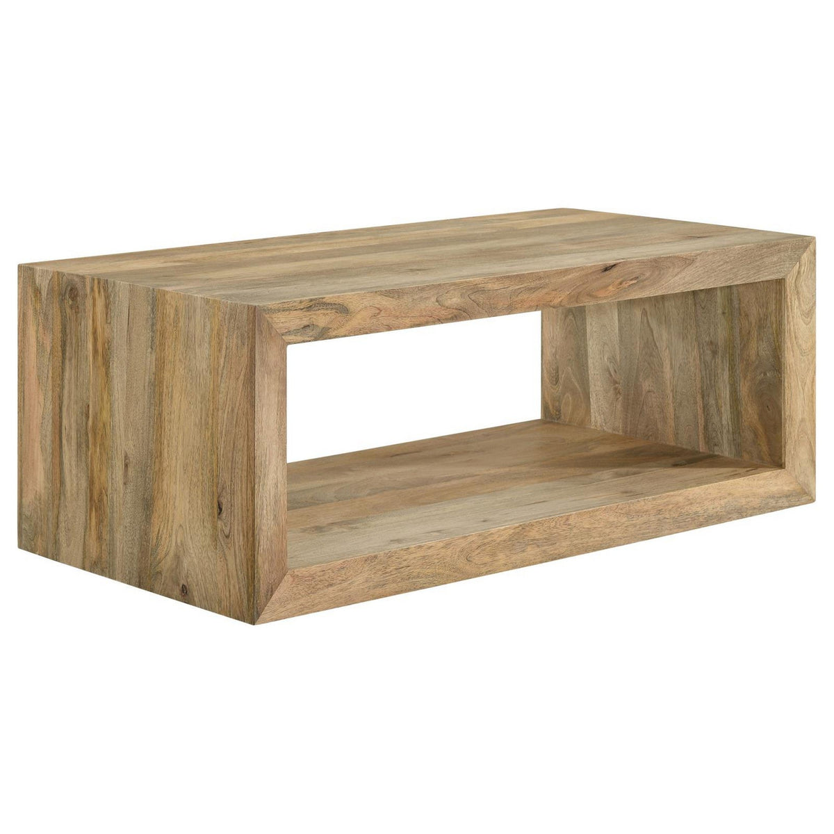 Beni 46 Inch Coffee Table, Rectangular Handcrafted Mango Wood Frame, Brown-BM309171