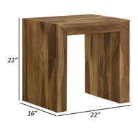 Ody 22 Inch Side End Table, U Shaped, Sheesham Wood, Auburn Brown Finish - BM309173