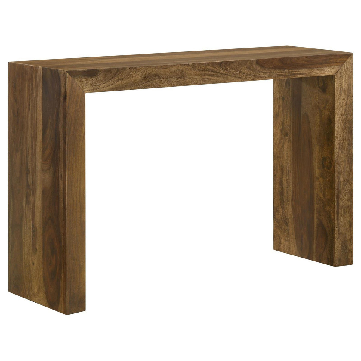Ody 34 Inch Console Sofa Table, U Shaped, Sheesham Wood, Auburn Brown-BM309175