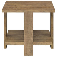 Dew 24 Inch Side End Table with Lower Shelf, Engineered Wood, Mango Brown  - BM309179