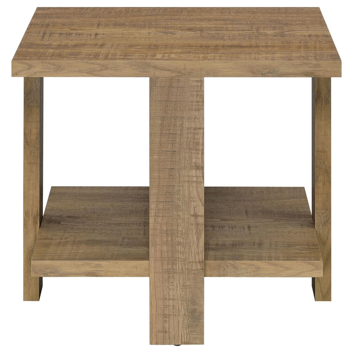 Dew 24 Inch Side End Table with Lower Shelf, Engineered Wood, Mango Brown  - BM309179