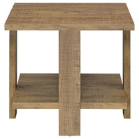 Dew 24 Inch Side End Table with Lower Shelf, Engineered Wood, Mango Brown  - BM309179