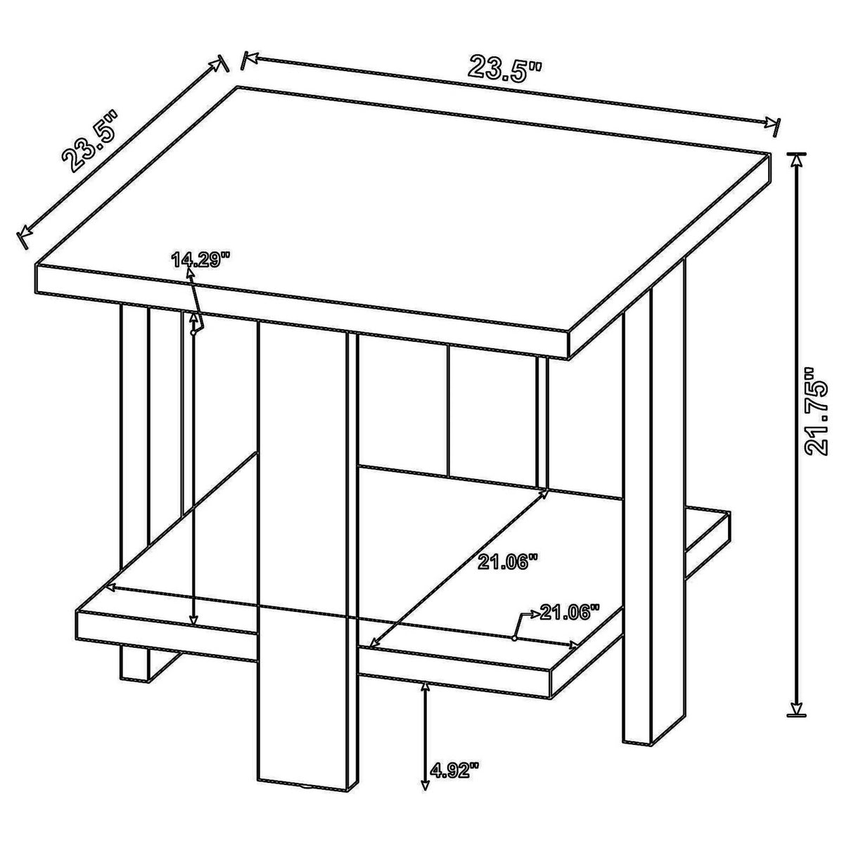 Dew 24 Inch Side End Table with Lower Shelf, Engineered Wood, Mango Brown  - BM309179