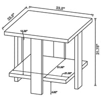 Dew 24 Inch Side End Table with Lower Shelf, Engineered Wood, Mango Brown  - BM309179