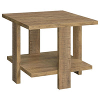 Dew 24 Inch Side End Table with Lower Shelf, Engineered Wood, Mango Brown  - BM309179