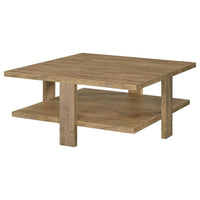 Dew 36 Inch Side Coffee Table, Lower Shelf, Engineered Wood, Mango Brown - BM309180