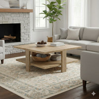Dew 36 Inch Side Coffee Table, Lower Shelf, Engineered Wood, Mango Brown - BM309180