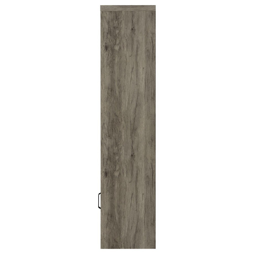 Sac 71 Inch Media Pier Tower with 3 Shelves and Single Cabinet, Gray Wood  - BM309186