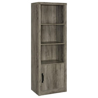 Sac 71 Inch Media Pier Tower with 3 Shelves and Single Cabinet, Gray Wood  - BM309186