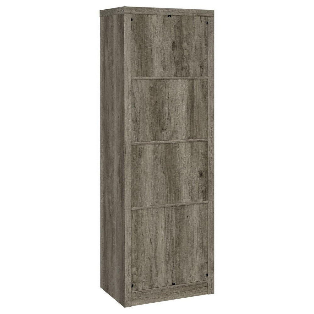 Sac 71 Inch Media Pier Tower with 3 Shelves and Single Cabinet, Gray Wood  - BM309186