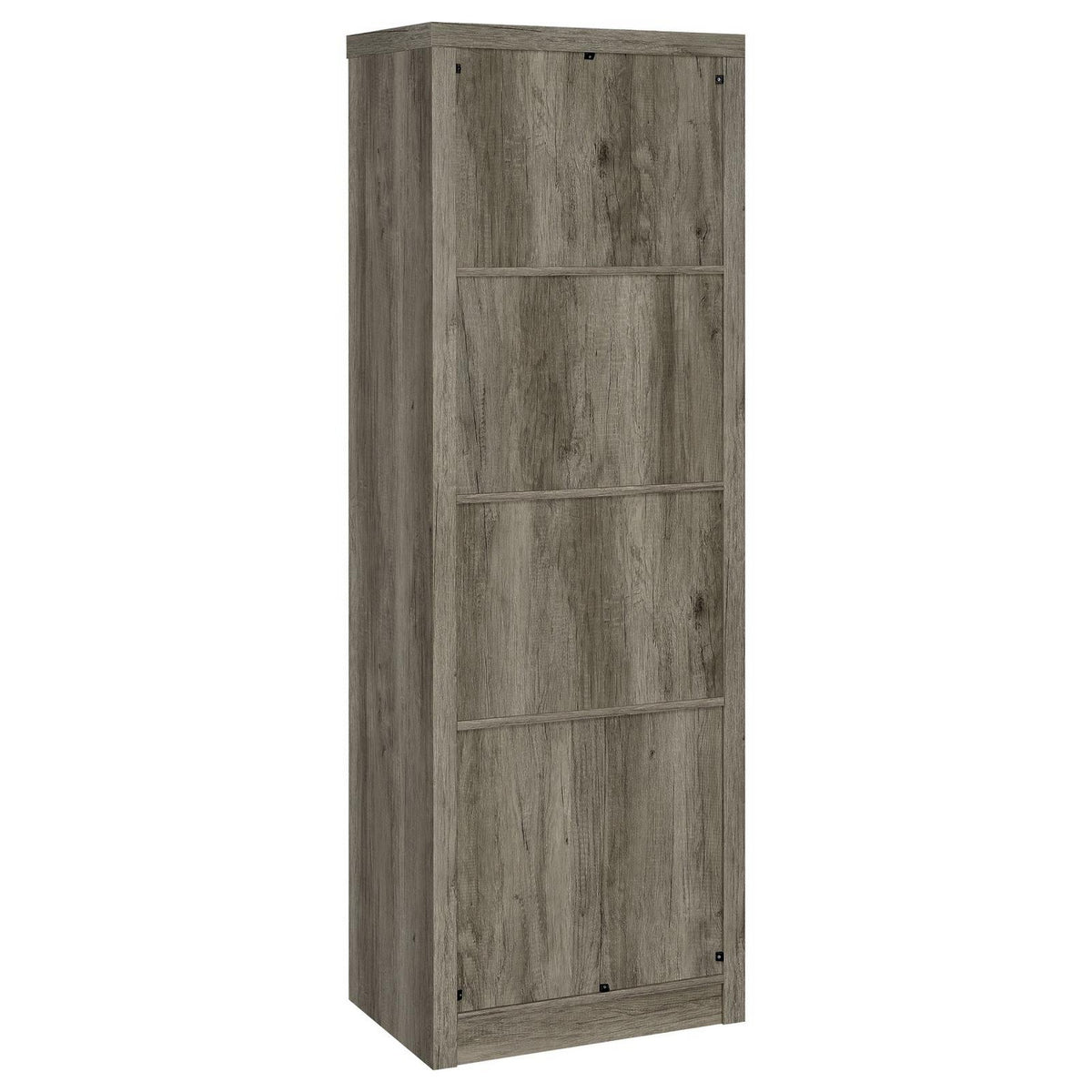 Sac 71 Inch Media Pier Tower with 3 Shelves and Single Cabinet, Gray Wood  - BM309186