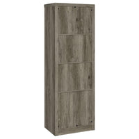 Sac 71 Inch Media Pier Tower with 3 Shelves and Single Cabinet, Gray Wood  - BM309186