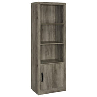 Sac 71 Inch Media Pier Tower with 3 Shelves and Single Cabinet, Gray Wood  - BM309186