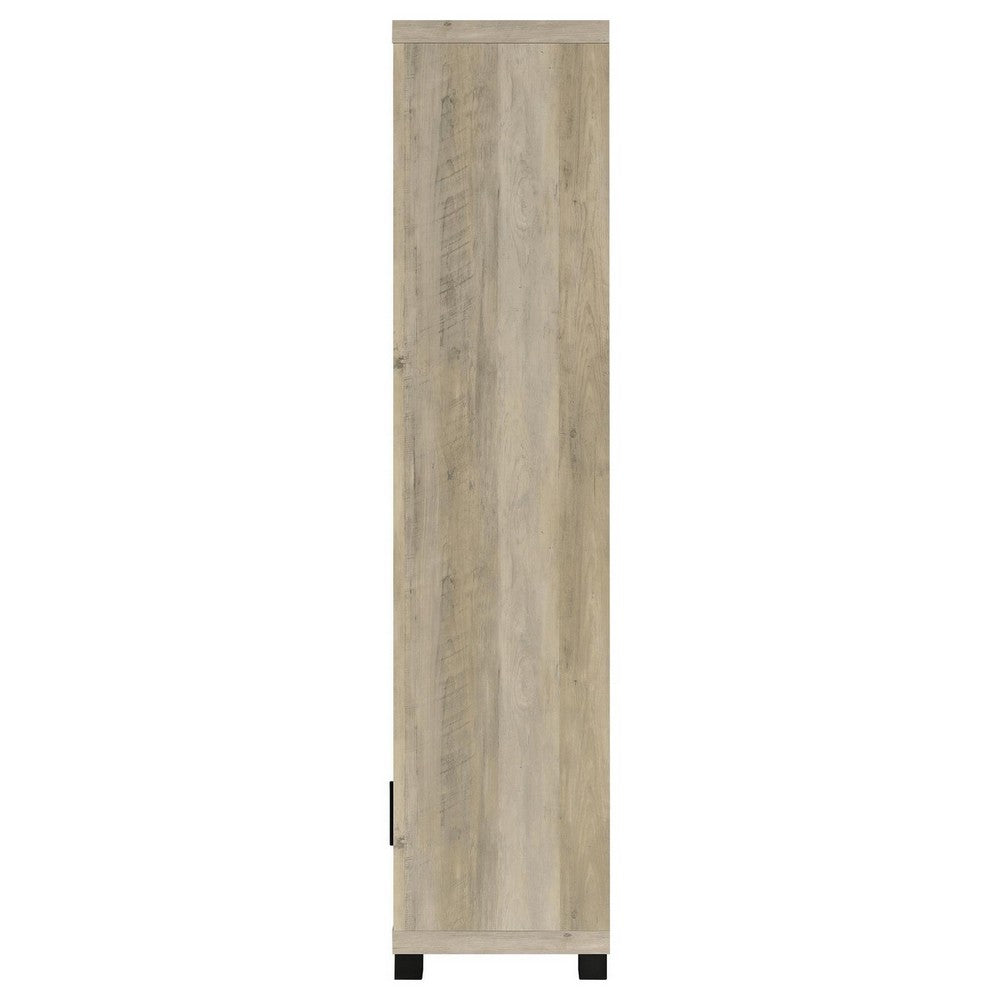 Sac 71 Inch Media Pier Tower with 3 Shelves and Cabinet, Antique Pine Wood  - BM309187