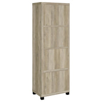 Sac 71 Inch Media Pier Tower with 3 Shelves and Cabinet, Antique Pine Wood  - BM309187