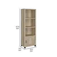 Sac 71 Inch Media Pier Tower with 3 Shelves and Cabinet, Antique Pine Wood  - BM309187