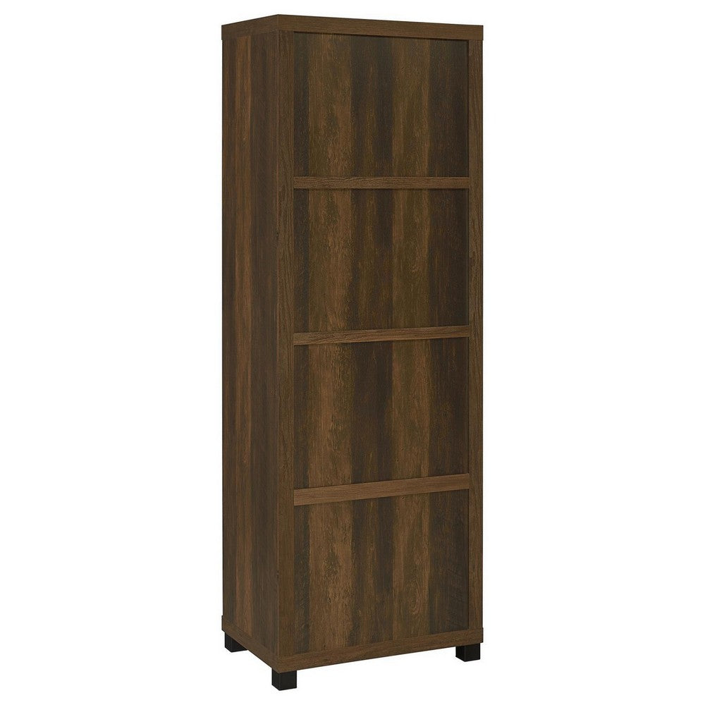 Sac 71 Inch Media Pier Tower with 3 Shelves and Cabinet, Dark Pine Wood - BM309188