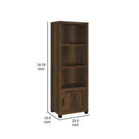Sac 71 Inch Media Pier Tower with 3 Shelves and Cabinet, Dark Pine Wood - BM309188