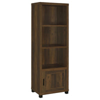 Sac 71 Inch Media Pier Tower with 3 Shelves and Cabinet, Dark Pine Wood - BM309188