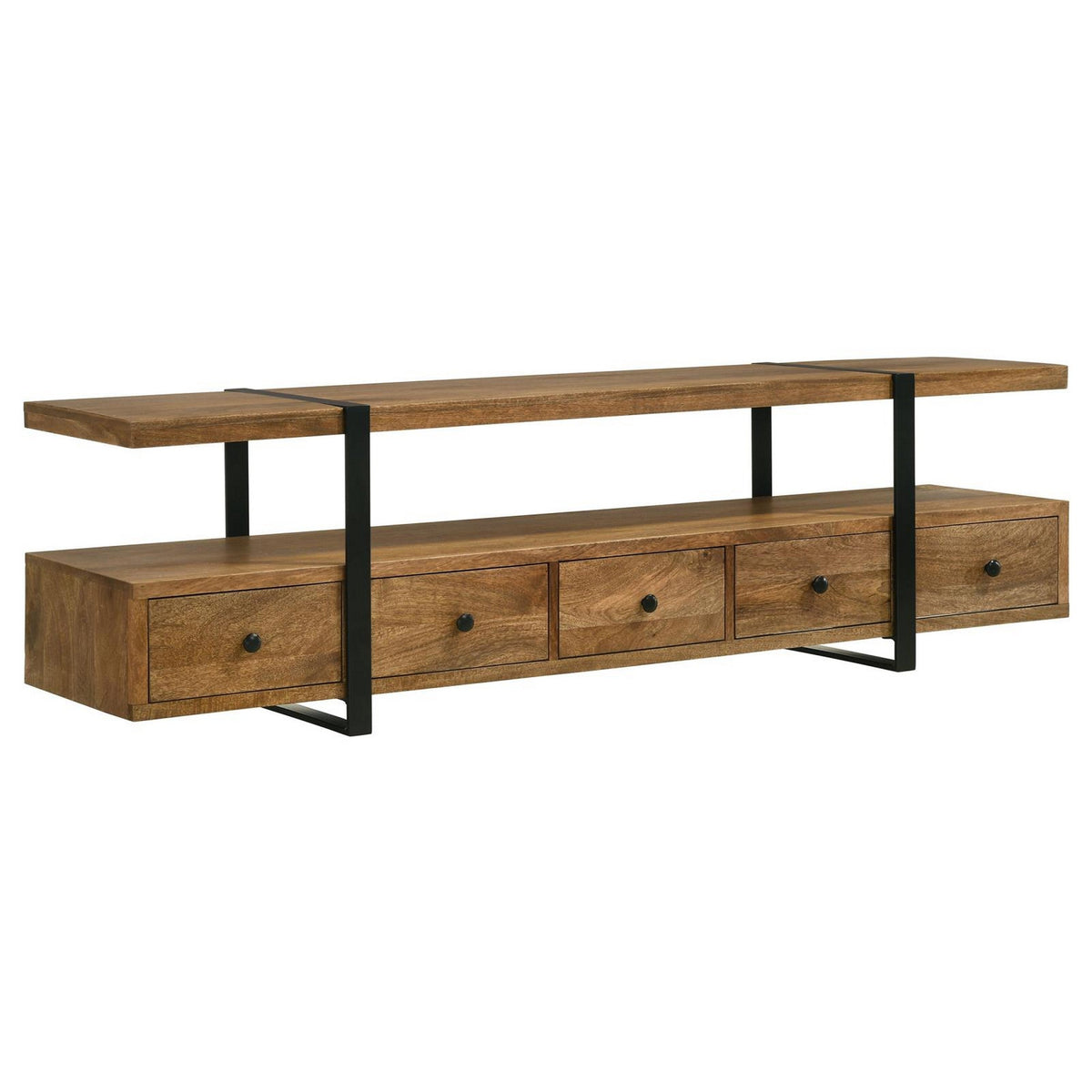 70 Inch TV Media Entertainment Console with 4 Drawers, Mango Wood, Brown-BM309189