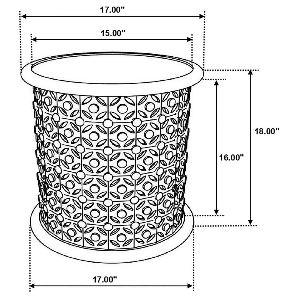 Kyra 18 Inch Round Side Table, Ornate Lattice Carving, Mango Wood, Brown  - BM309201