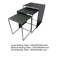 3 Piece Nesting End Tables with Sled Base, Rectangular, Gray Black Metal - BM309214