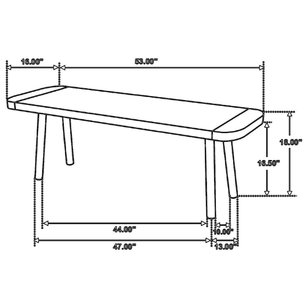 Mia 53 Inch Bench, Sheesham and Mango Wood Seat, Black Iron Legs, Brown  - BM309219