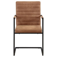 22 Inch Armchair, Set of 2, Brown Vegan Leather, Black Cantilever Base  - BM309220