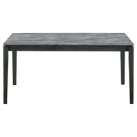 Abi 63 Inch Dining Table, Beveled Top, Faux Marble Finish, Charcoal - BM309227