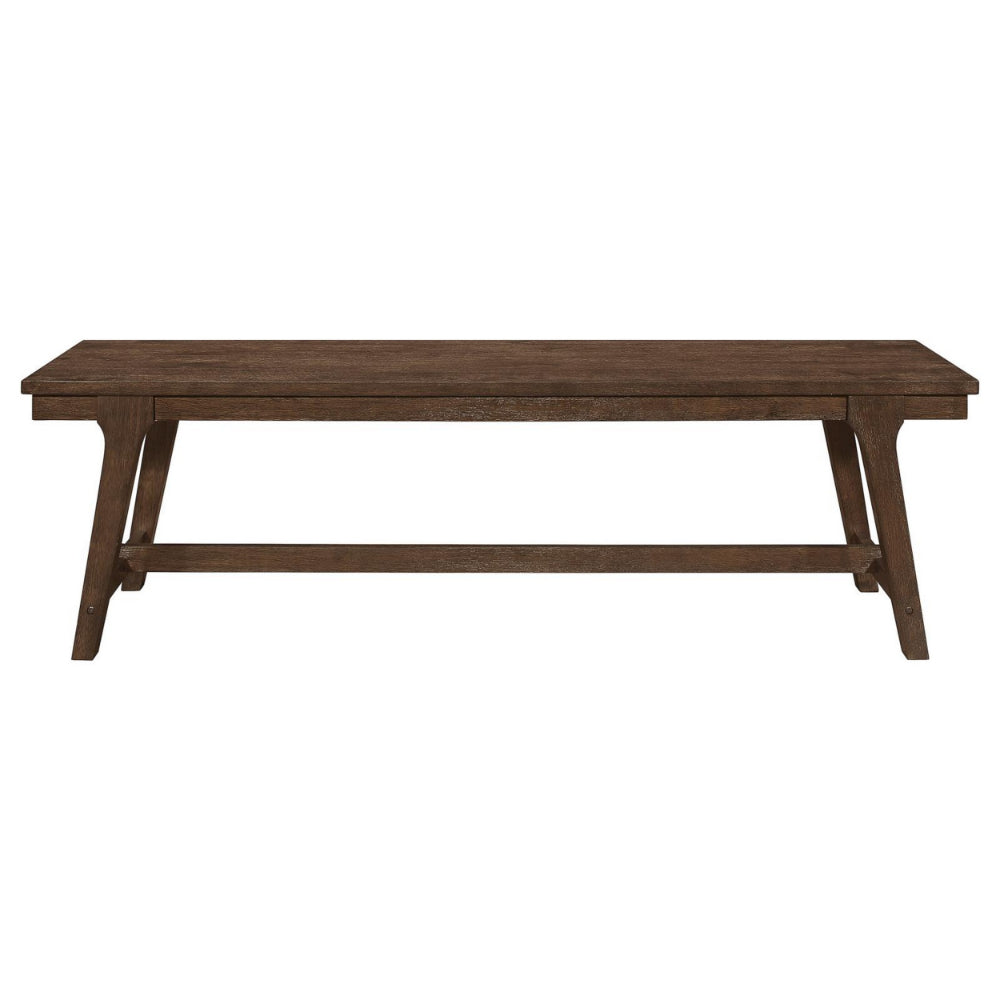 Riza 60 Inch Bench, Wire Brushed, Asian Hardwood, Angled Block Legs, Brown - BM309230