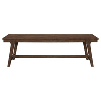 Riza 60 Inch Bench, Wire Brushed, Asian Hardwood, Angled Block Legs, Brown - BM309230