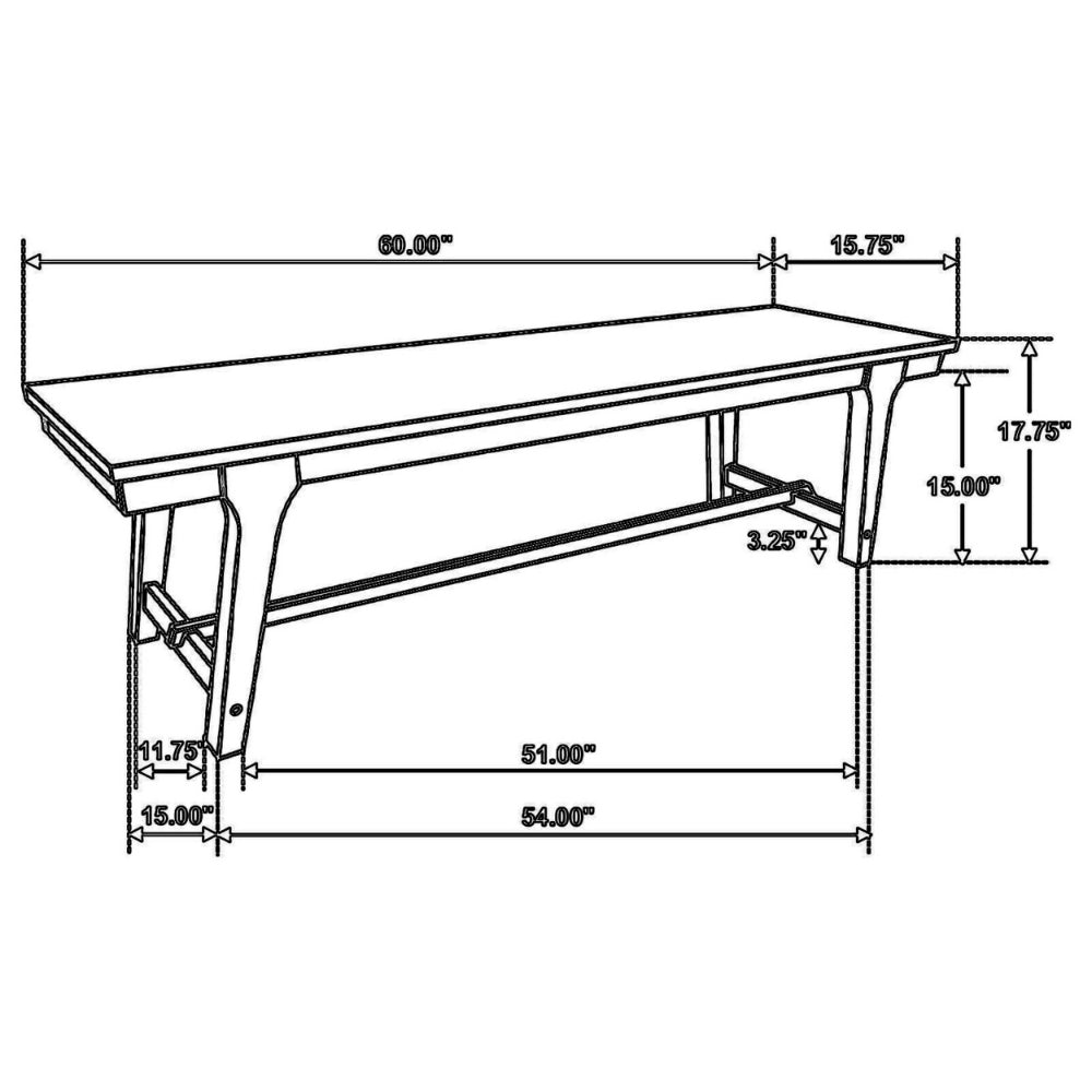 Riza 60 Inch Bench, Wire Brushed, Asian Hardwood, Angled Block Legs, Brown - BM309230