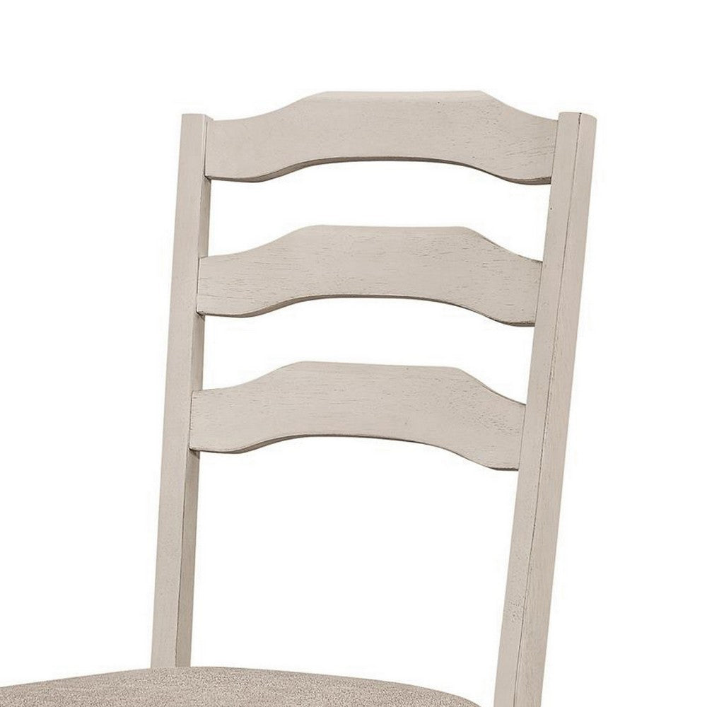 Rina 24 Inch Dining Chair, Set of 2, Ladderback, Cream, Asian Hardwood - BM309232