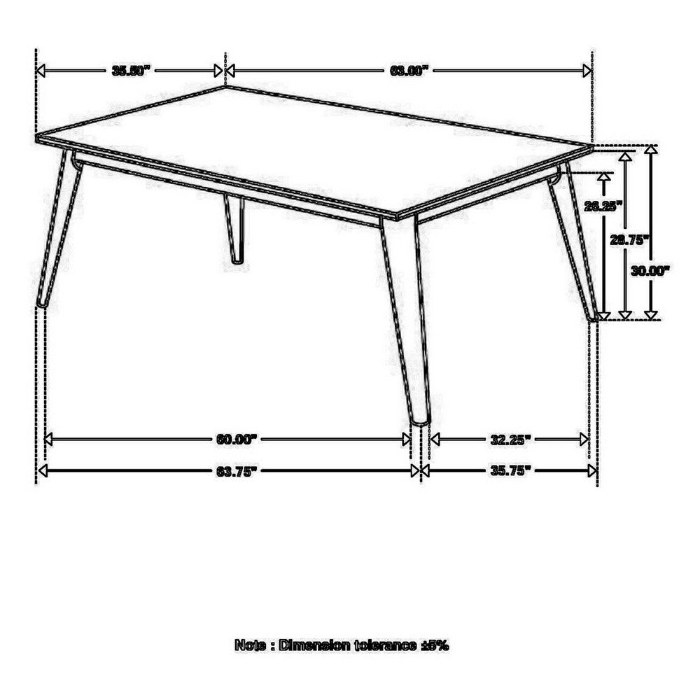 63 Inch Dining Table, Faux Marble Finish, Asian Hardwood, Light Brown  - BM309233