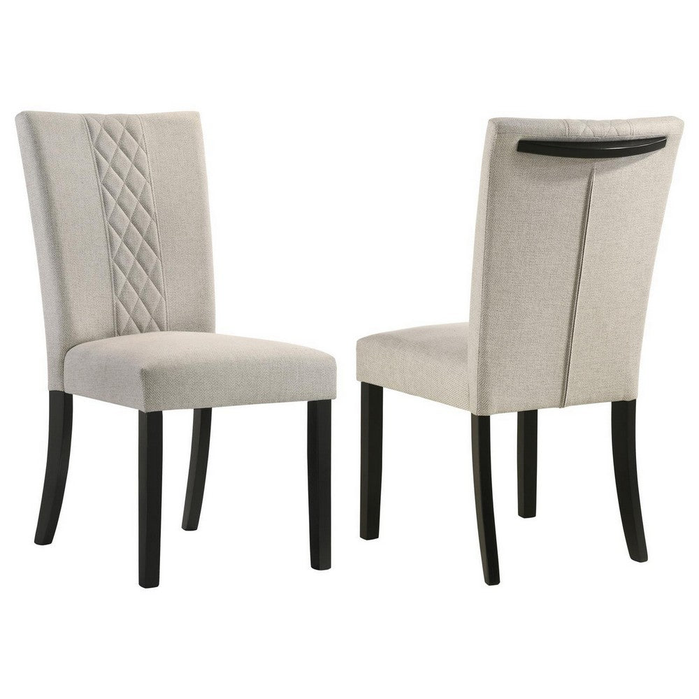 Mira 25 Inch Dining Chairs, Set of 2, Parson Style, Flared Back, Beige - BM309235