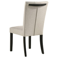 Mira 25 Inch Dining Chairs, Set of 2, Parson Style, Flared Back, Beige - BM309235