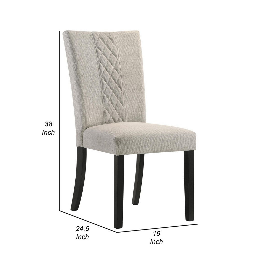 Mira 25 Inch Dining Chairs, Set of 2, Parson Style, Flared Back, Beige - BM309235