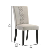 Mira 25 Inch Dining Chairs, Set of 2, Parson Style, Flared Back, Beige - BM309235