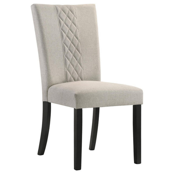 Mira 25 Inch Dining Chairs, Set of 2, Parson Style, Flared Back, Beige - BM309235