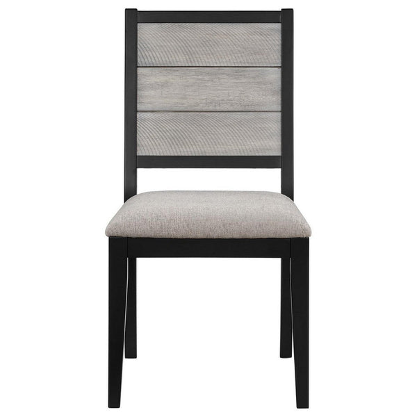 Elina 23 Inch Dining Chair, Set of 2, Plank Style Back, Gray Polyester - BM309239