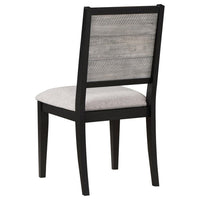 Elina 23 Inch Dining Chair, Set of 2, Plank Style Back, Gray Polyester - BM309239