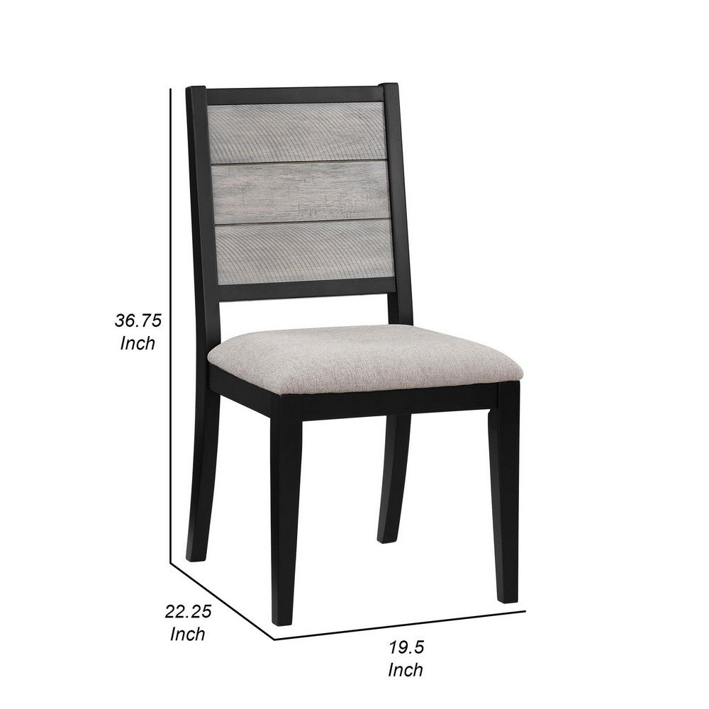 Elina 23 Inch Dining Chair, Set of 2, Plank Style Back, Gray Polyester - BM309239