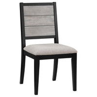 Elina 23 Inch Dining Chair, Set of 2, Plank Style Back, Gray Polyester - BM309239