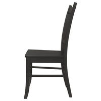 Marissa 22 Inch Dining Chair, Set of 2, Slatted Back, Black Asian Hardwood - BM309244