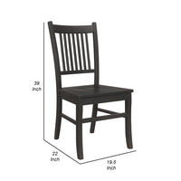 Marissa 22 Inch Dining Chair, Set of 2, Slatted Back, Black Asian Hardwood - BM309244